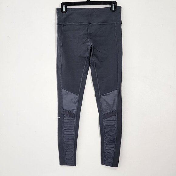 ALO Yoga Gray Moto Leggings Nylon Spandex Mesh Active Running Workout Gym Fit - Picture 2 of 16